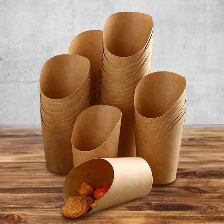 Disposable Fry Fries Party Baking Supplies Bevel Yogurt Ice Cream Dessert Cups Paper Cups Can Be Custom logo
