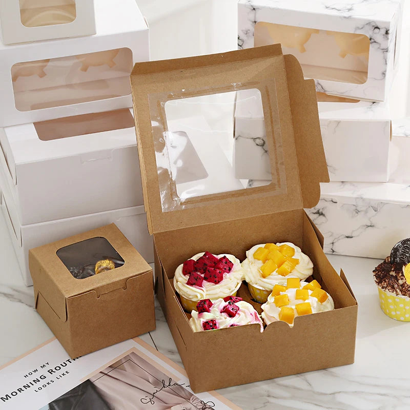 Jinkuang Cake Boxes with Window for Cup Cake, Birthday Party, Wedding, Valentine's Day Xma