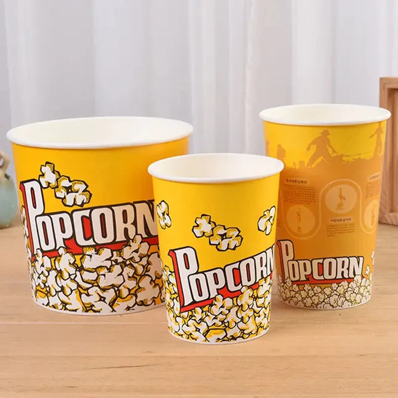 Disposable Cinema Ktv Commercial Packaging Oil-proof Food Grade Classic Parties Can Be Reused White Cardboard Popcorn Boxes