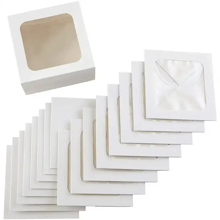 Customized Food Grade White Card Bakery Packaging, White Window Cake Baking Box, Pastry Box, Baking Packaging Box