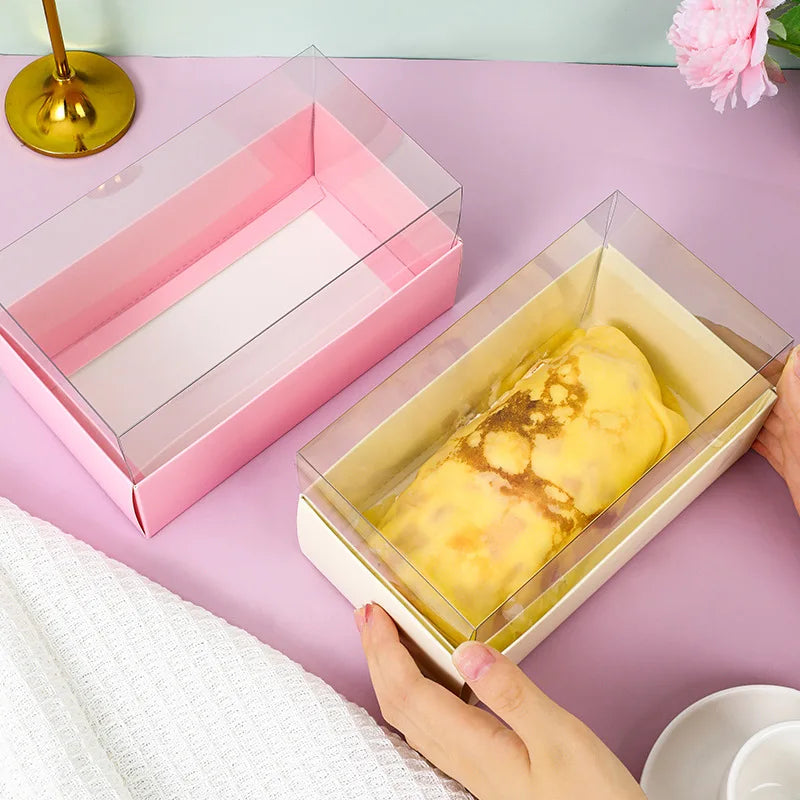 Manufacturers Direct Customized Disposable Transparent Cupcake Box Foldable Dessert Swiss Roll Cake Packaging Box
