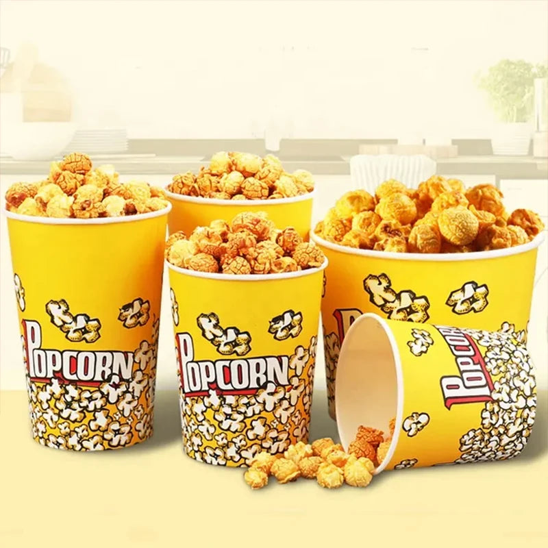 Disposable Cinema Ktv Commercial Packaging Oil-proof Food Grade Classic Parties Can Be Reused White Cardboard Popcorn Boxes