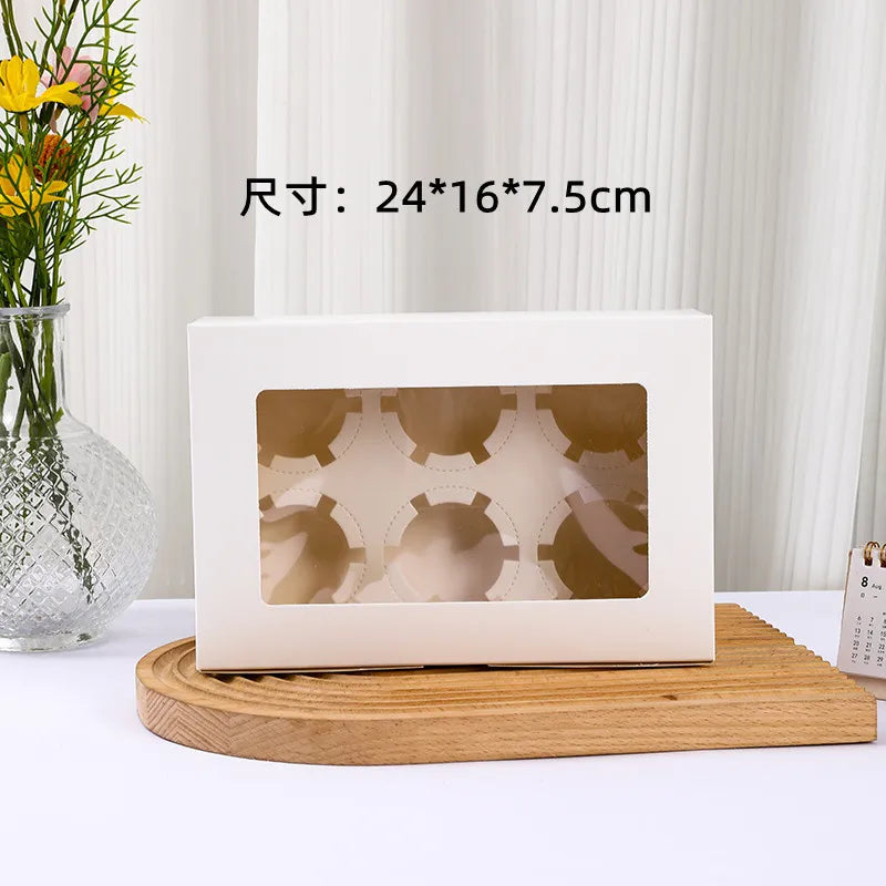 Custom Cardboard Cake With Window Packing Box 4 Hole and 6 Hole Cupcake Box 12 Hole Paper Cupcake Box Packaging