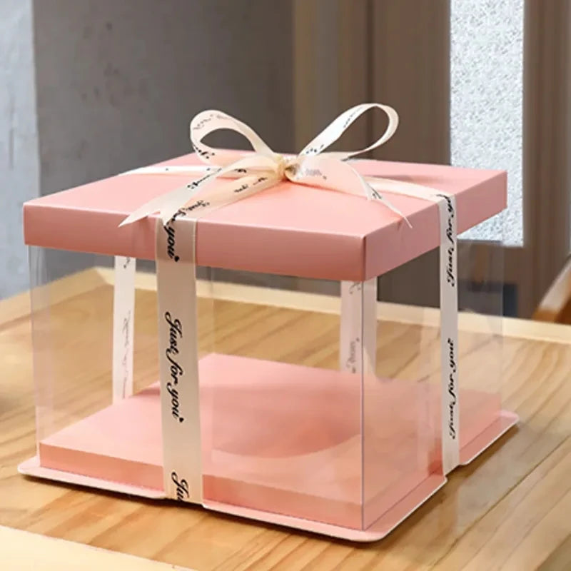 Plastic Cake Packaging Box Birthday Wedding Christmas Party Square Cake Box Transparent Food Tall Cake Box Container