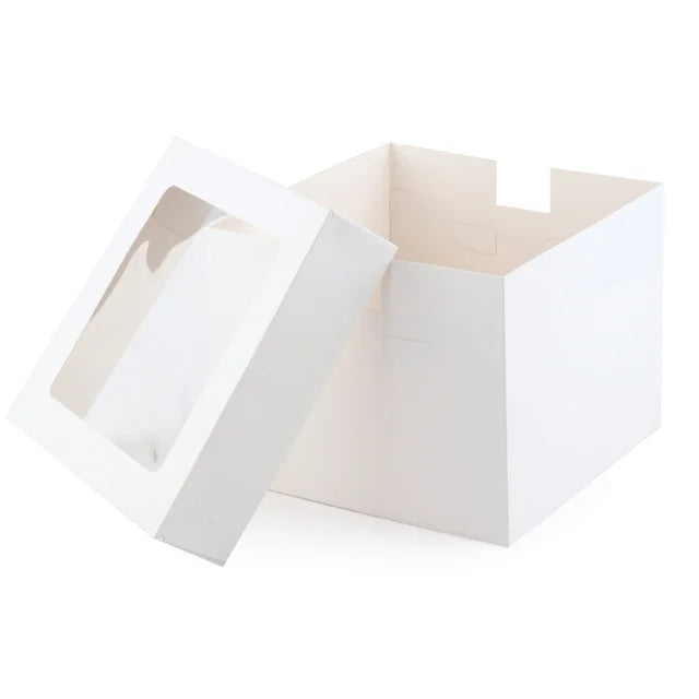 No Paper Cup Pastry Box Open Window Cover White Card Kraft Paper Gift for Pizza Tart Baking Packaging