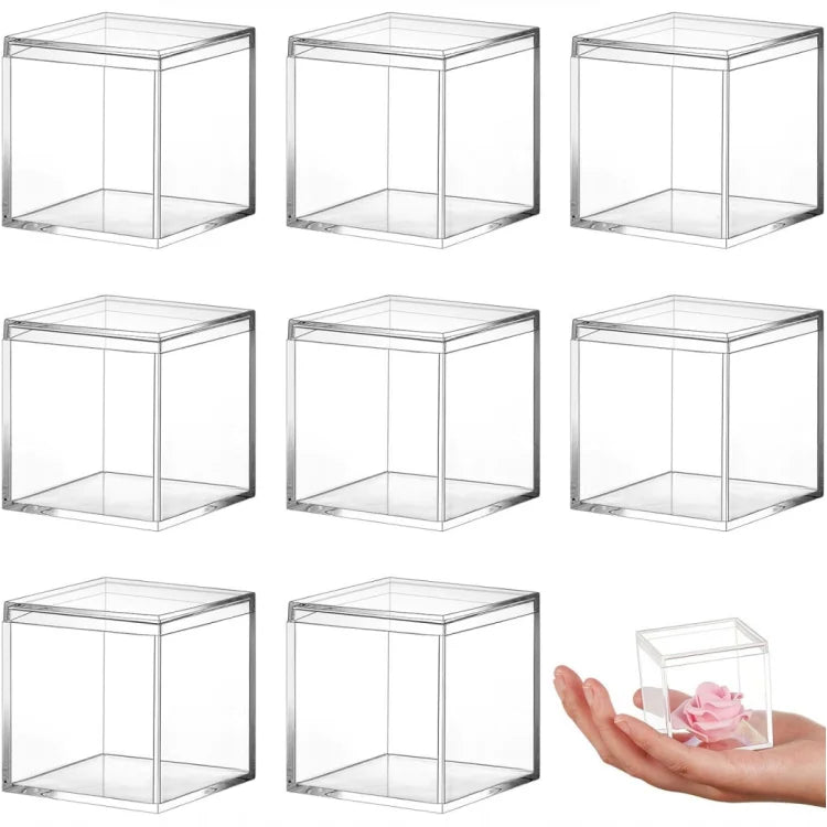 Custom High Quality clear Acrylic Cube Box Reusable Acrylic Box Lid for Mini Storage of Candy Jewelry clear Plastic Box