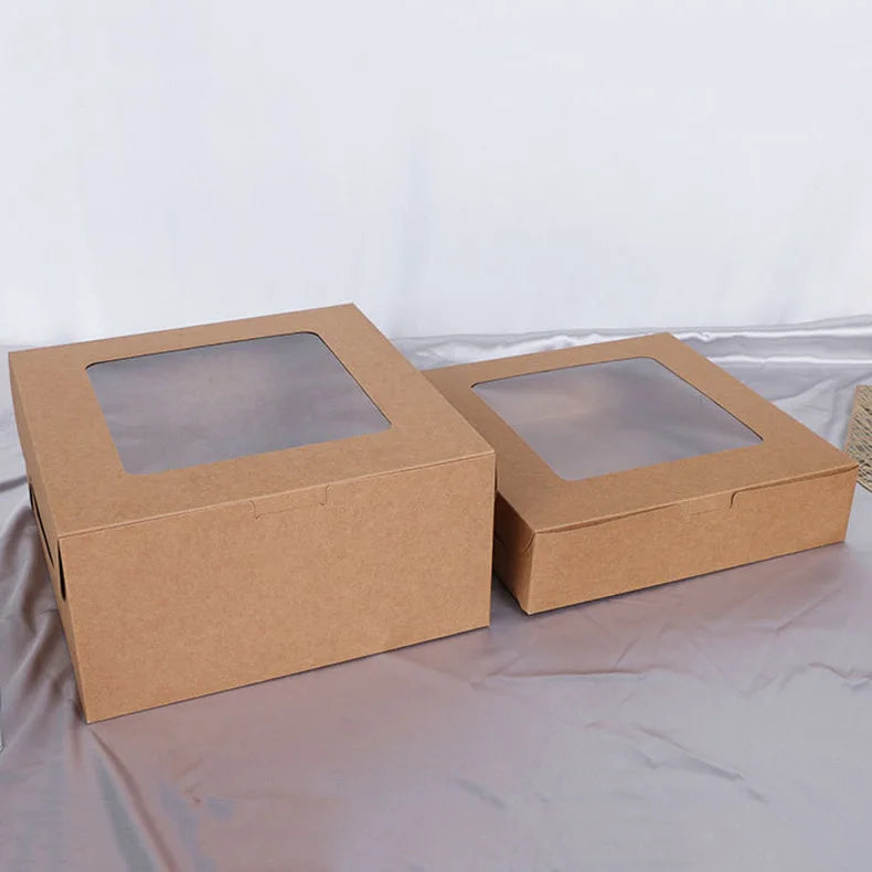 Customized Wholesale Disposable Foldable square Transparent Window Packaging Box White High-quality Baked Cake Box