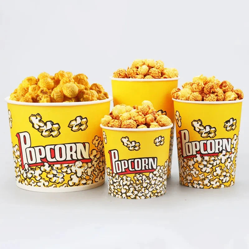 Disposable Cinema Ktv Commercial Packaging Oil-proof Food Grade Classic Parties Can Be Reused White Cardboard Popcorn Boxes