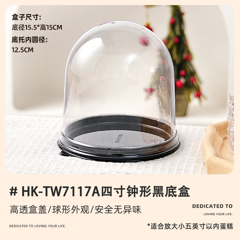 Christmas Decoration 4-inch Christmas Tree Transparent Half Circle Cake Box, Raised Gift, Dessert, Mousse Packaging Box