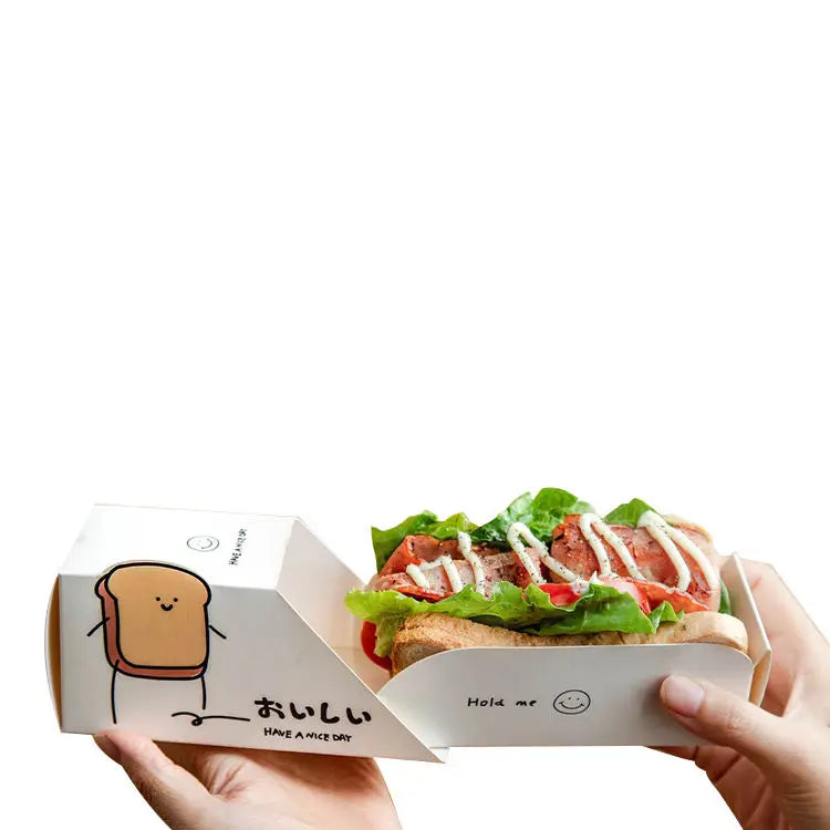 Eco-friendly Foldable Drawer Shape Food Grade Baking Box Takeout Food Sandwich Box Sandwich Packing Box