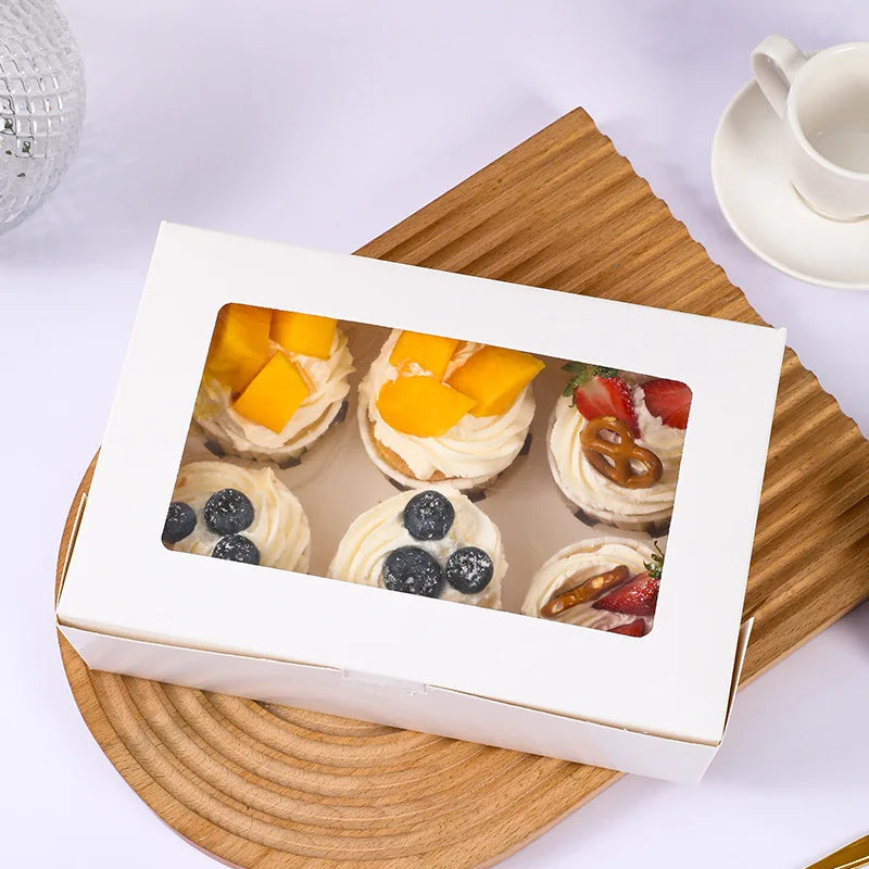 Custom Cardboard Cake With Window Packing Box 4 Hole and 6 Hole Cupcake Box 12 Hole Paper Cupcake Box Packaging