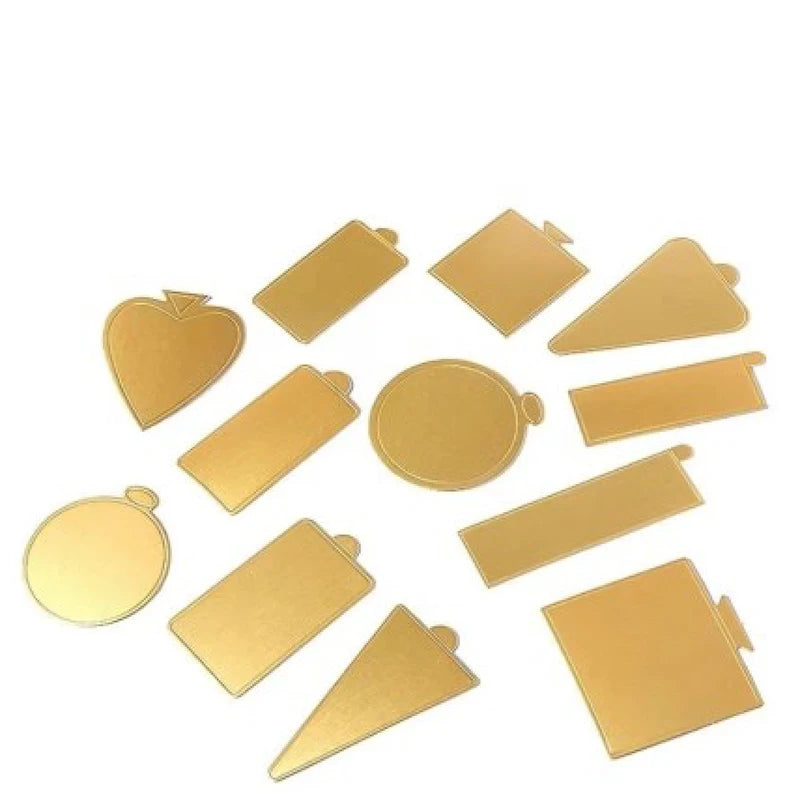 Food Tray Mini Cardboard Cake Tray Paper Mini Cake Boards Golden Food Dessert Packaging Food & Beverage Packaging Craft Paper