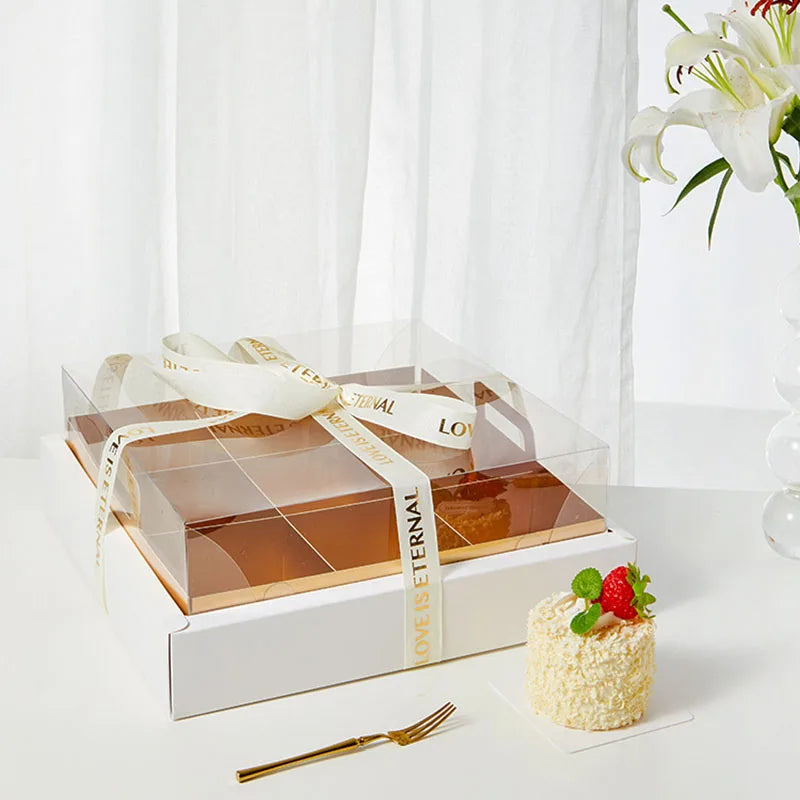 Packaging Supplier Wholesale 4 9 Grids Clear Fruit Cake Food Paper Platter Box