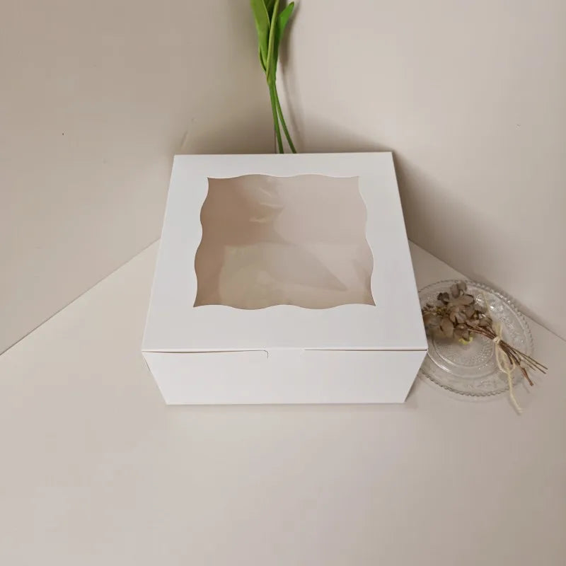 Customized Food Grade White Card Bakery Packaging, White Window Cake Baking Box, Pastry Box, Baking Packaging Box