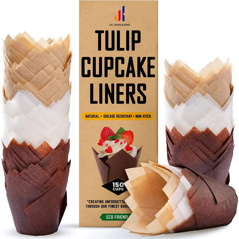 Tulip Muffin Cupcake Cup Top Hat Kraft Paper with Oil Proof Rimmed Baking High Temperature Resistant Paper Cups