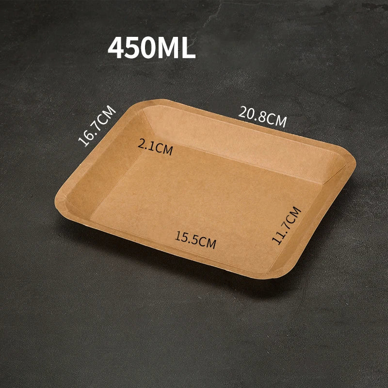 Disposable Food Trays Kraft Food Packaging Take Away Fried Chicken Chips Boat Tray Paper