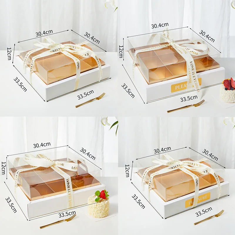 Packaging Supplier Wholesale 4 9 Grids Clear Fruit Cake Food Paper Platter Box