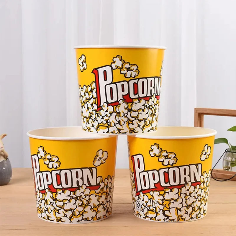Disposable Cinema Ktv Commercial Packaging Oil-proof Food Grade Classic Parties Can Be Reused White Cardboard Popcorn Boxes