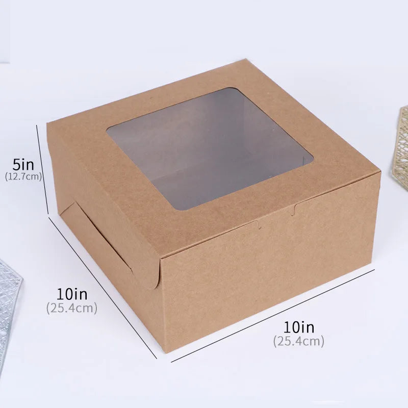 Customized Wholesale Disposable Foldable square Transparent Window Packaging Box White High-quality Baked Cake Box