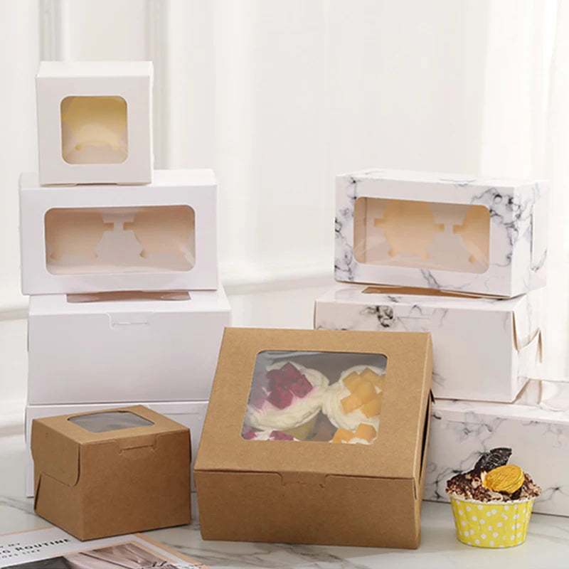 Jinkuang Cake Boxes with Window for Cup Cake, Birthday Party, Wedding, Valentine's Day Xma