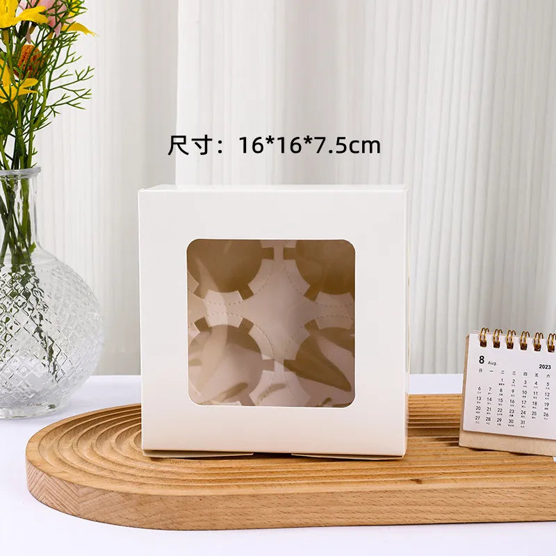 Custom Cardboard Cake With Window Packing Box 4 Hole and 6 Hole Cupcake Box 12 Hole Paper Cupcake Box Packaging