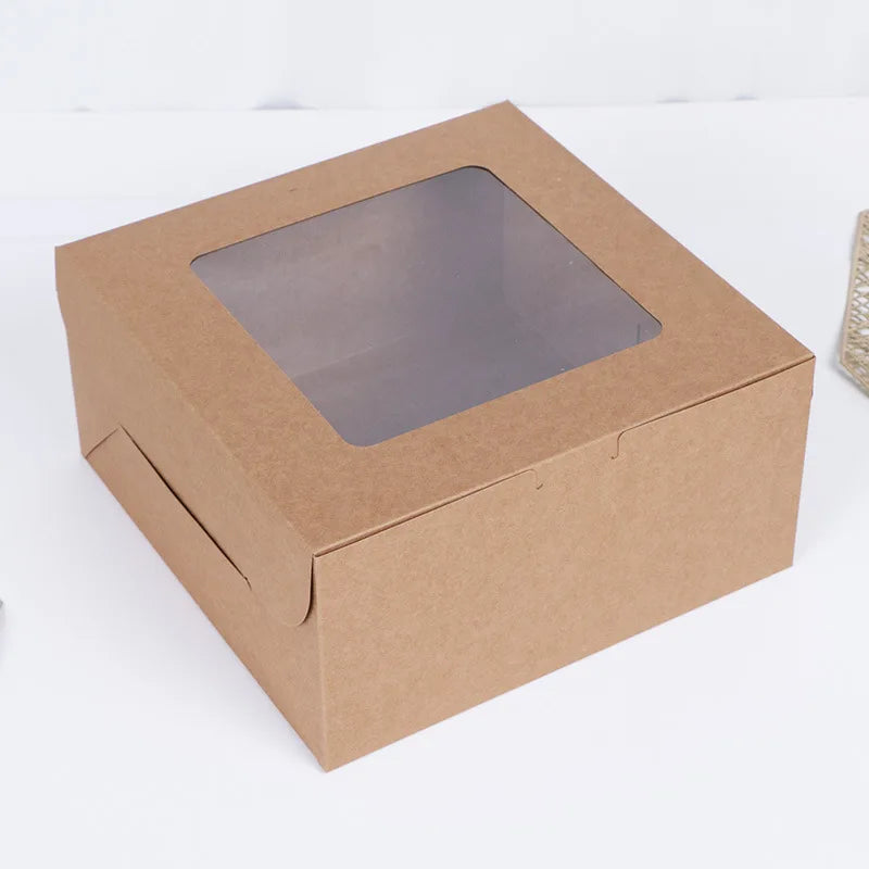 Customized Wholesale Disposable Foldable square Transparent Window Packaging Box White High-quality Baked Cake Box