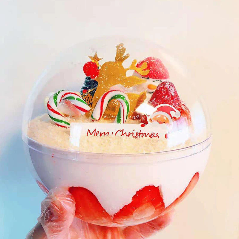 Christmas Cake Transparent Round Ball Transparent Disposable Fruit and Vegetable Salad Baked Cake Food Gift Box Packaging
