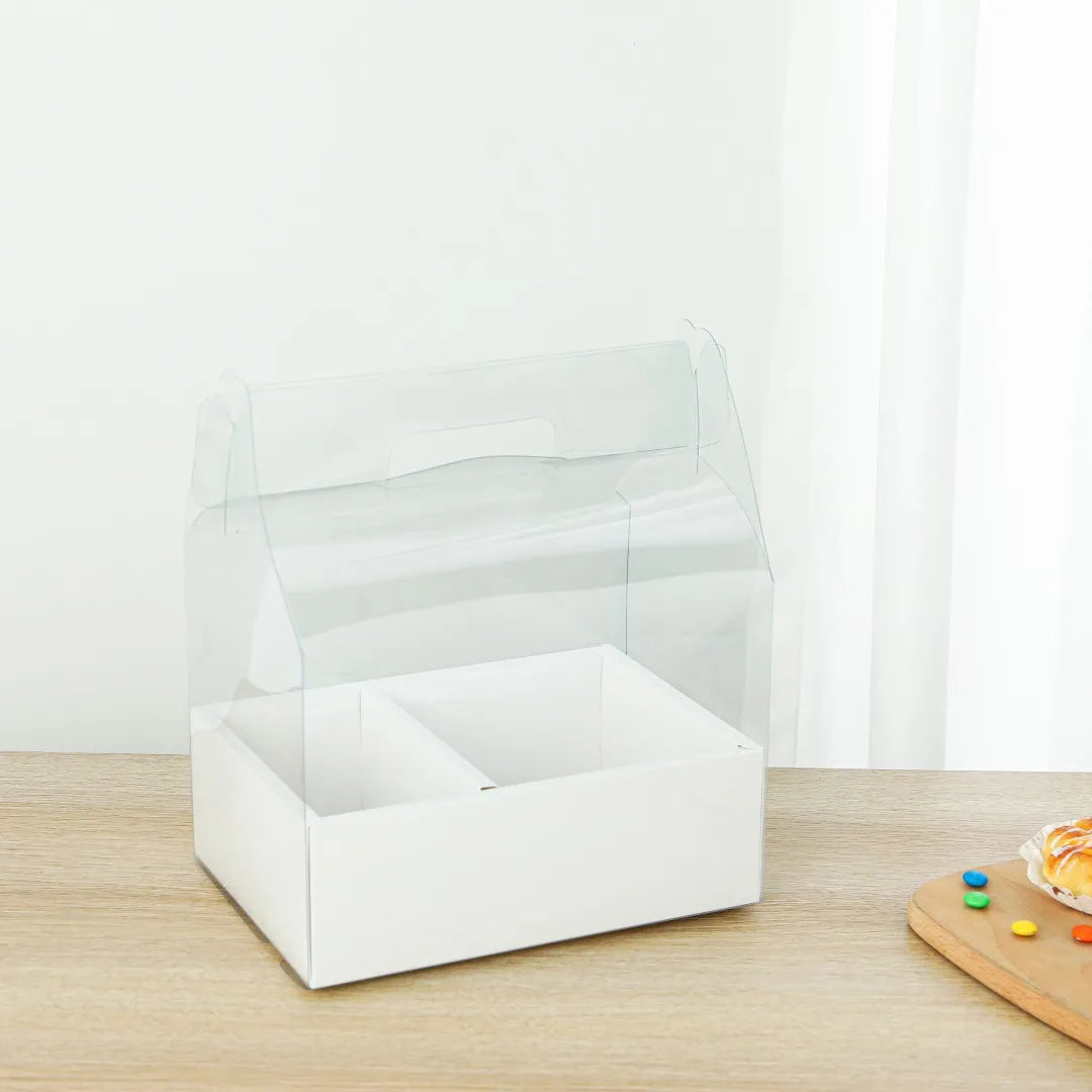 Folding Birth Day Wedding Favor Gift Cake Box Transparent Cake and Flower Box