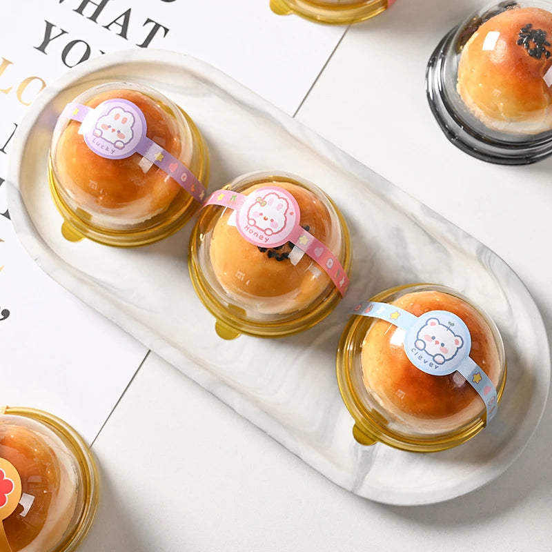 Egg Yolk Crisp Packaging Box Gift Box Single Pack Single Sesame Mung Bean Cake Round Baking Blister Transparent Box