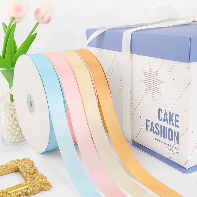 High Quality Cake Box Packaging Ribbon Fresh Flower Bouquet Decorative Ribbon Bow Solid Color Cloth Baking Ribbon