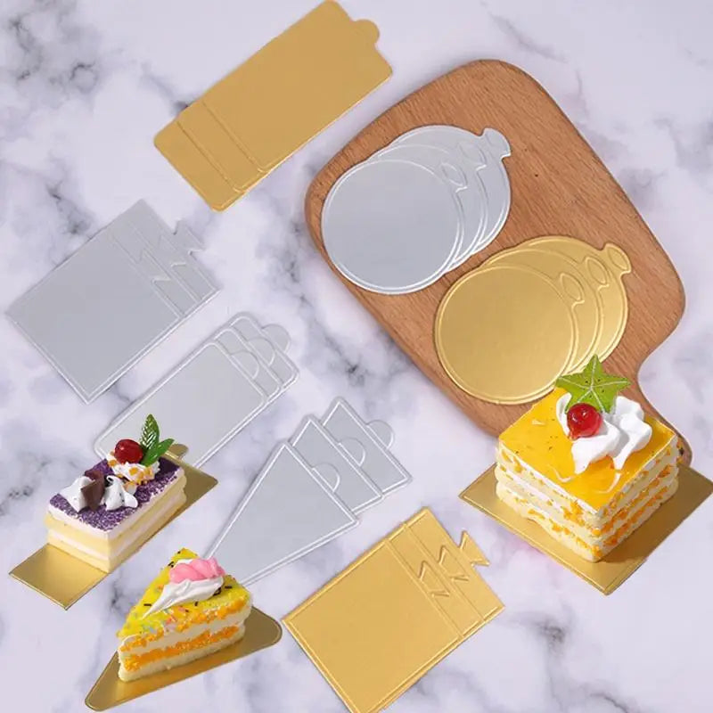 Food Tray Mini Cardboard Cake Tray Paper Mini Cake Boards Golden Food Dessert Packaging Food & Beverage Packaging Craft Paper