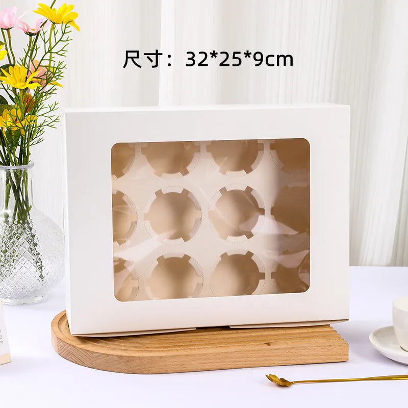 Custom Cardboard Cake With Window Packing Box 4 Hole and 6 Hole Cupcake Box 12 Hole Paper Cupcake Box Packaging