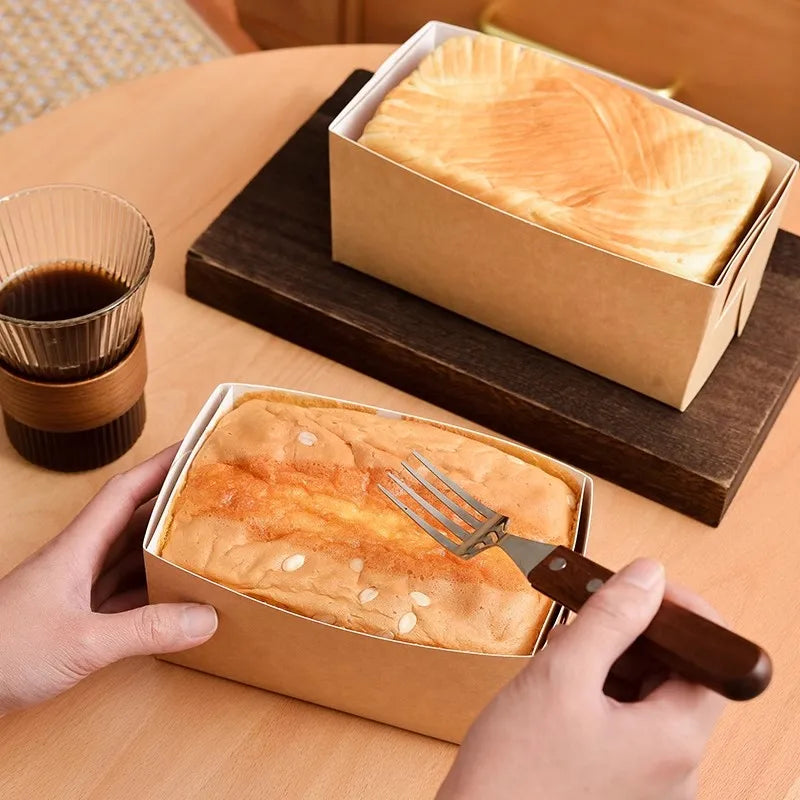 Golden Pillow Cake Paper Tray Packaging Box Disposable Toast Carton High Temperature Resistant Bread Oven Mold Baking Bag