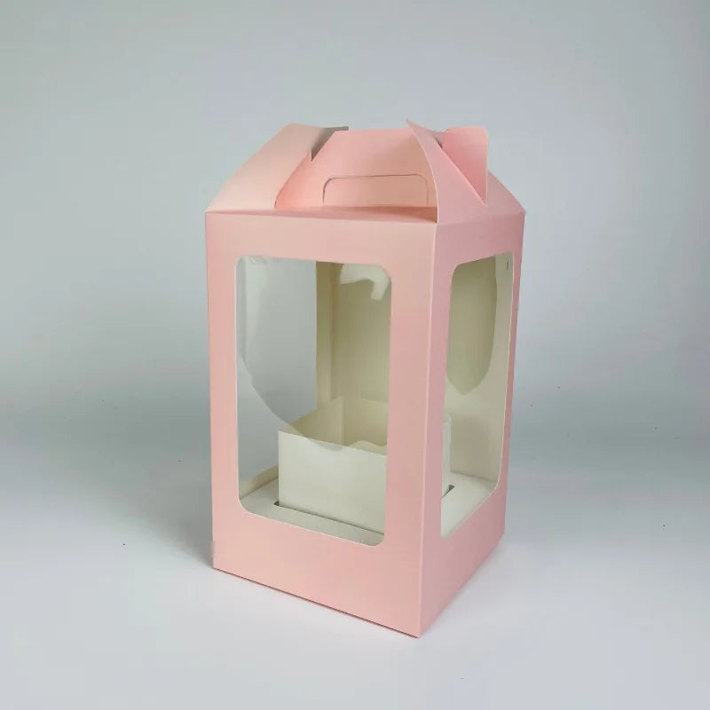 Portable Transparent square Window Panoramic Flower Gift Box White Box Rose Bouquet Arrangement Valentine's Day Flower Box