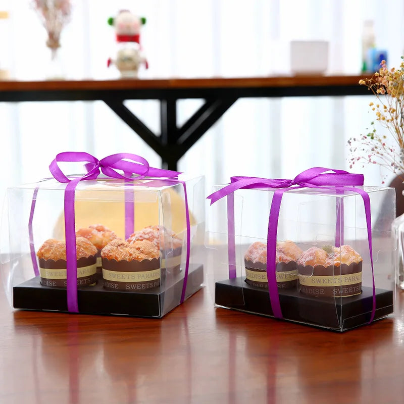 clear Plastic Mini Transparent 2 4 6 12 Holes Cupcake Boxes Wedding Cupcake Box Gift Packaging Box