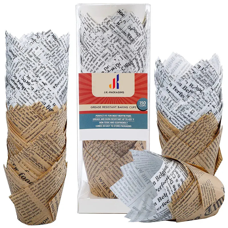 Tulip Muffin Cupcake Cup Top Hat Kraft Paper with Oil Proof Rimmed Baking High Temperature Resistant Paper Cups