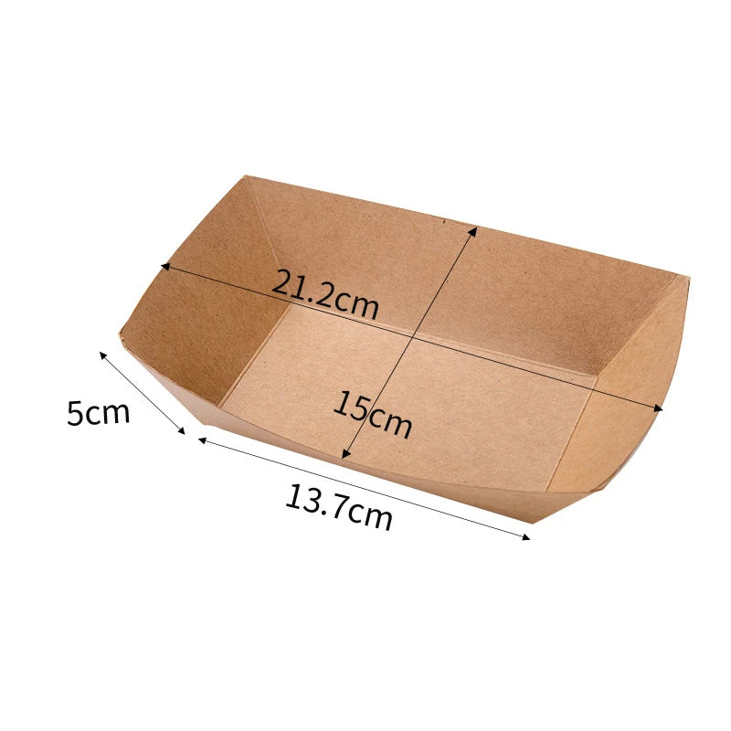 Disposable Food Trays Kraft Food Packaging Take Away Fried Chicken Chips Boat Tray Paper