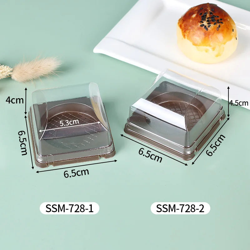 Mini Paper Cup Egg Yolk Pastry Packaging Box, Round Top Single Pack, Universal Transparent Dessert Cake Bubble Cover Box