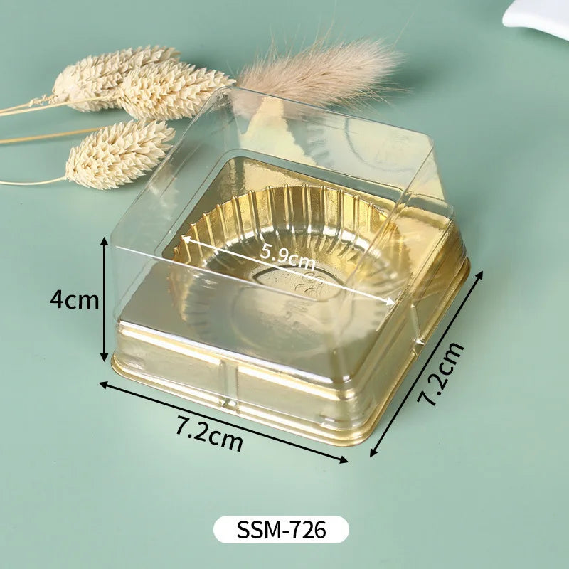 Mini Paper Cup Egg Yolk Pastry Packaging Box, Round Top Single Pack, Universal Transparent Dessert Cake Bubble Cover Box