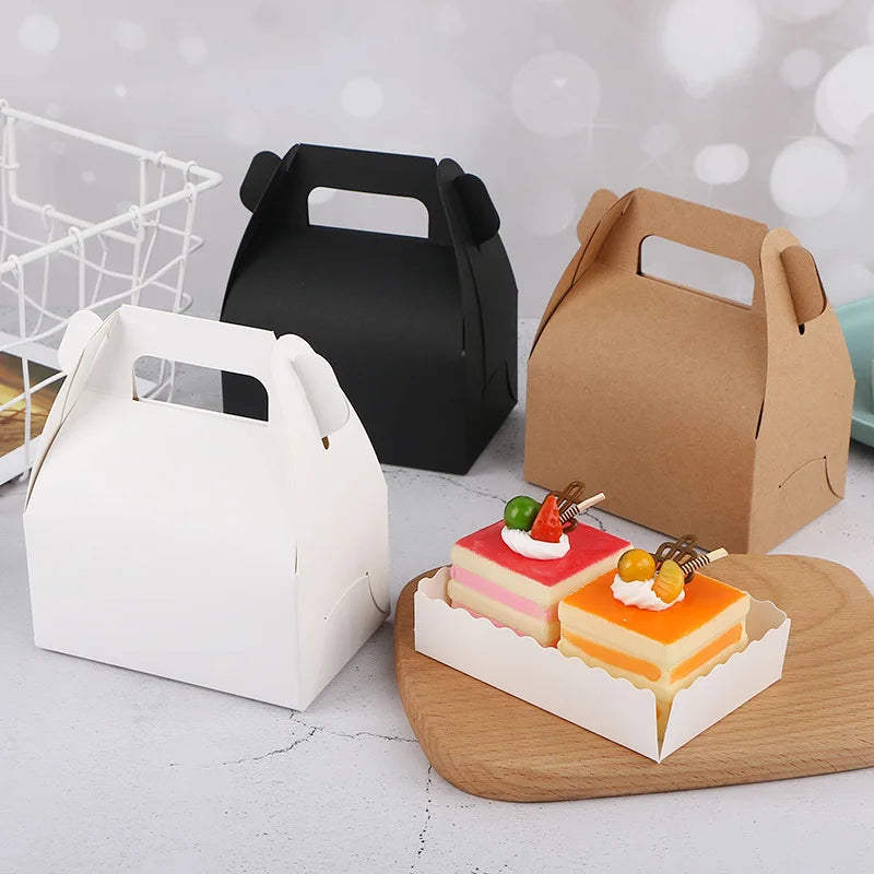 Square Baking Dessert Box Optional with Lined Cookies Nougat Gift Box Kraft Paper Portable Pastry Cake Packing Box