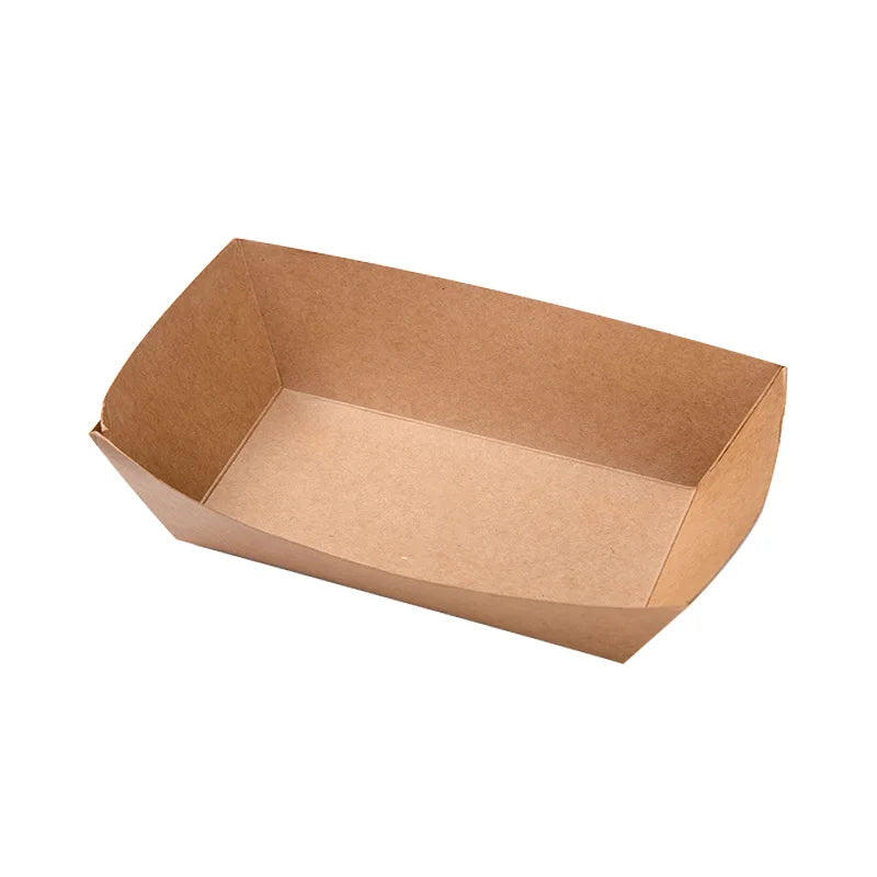 Disposable Food Trays Kraft Food Packaging Take Away Fried Chicken Chips Boat Tray Paper