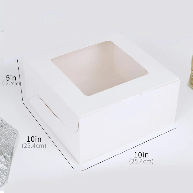 Customized Wholesale Disposable Foldable square Transparent Window Packaging Box White High-quality Baked Cake Box