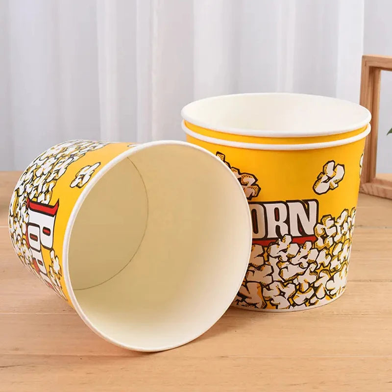 Disposable Cinema Ktv Commercial Packaging Oil-proof Food Grade Classic Parties Can Be Reused White Cardboard Popcorn Boxes