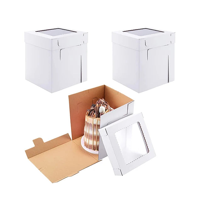 White Folding High Quality Window Baking Box Birthday Cake Dessert Box Simple Cheese Cheese Mousse Lasagna Pastry Box