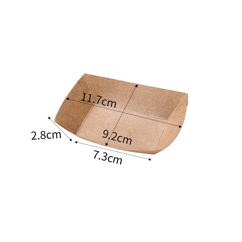 Disposable Food Trays Kraft Food Packaging Take Away Fried Chicken Chips Boat Tray Paper