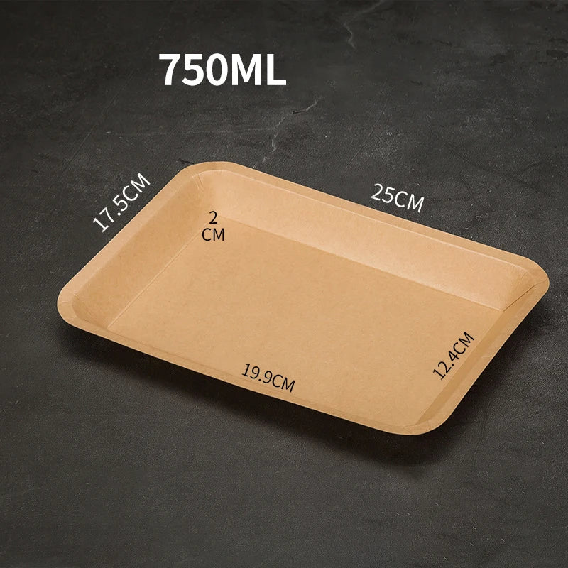 Disposable Food Trays Kraft Food Packaging Take Away Fried Chicken Chips Boat Tray Paper