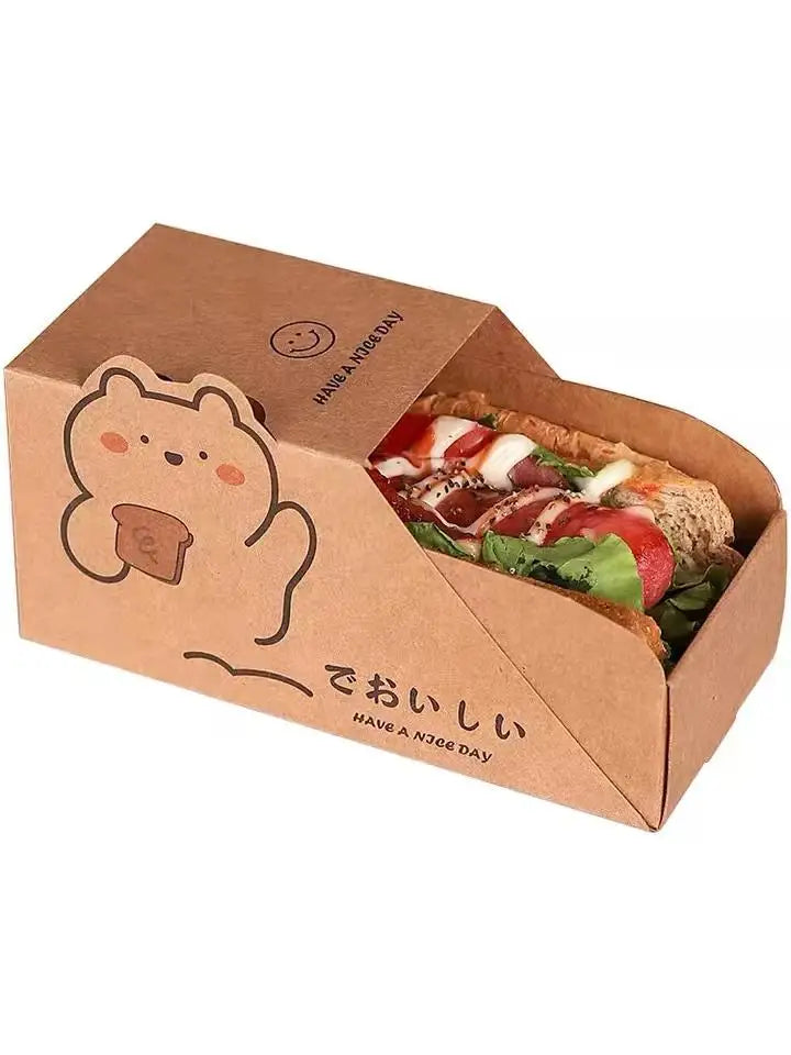 Eco-friendly Foldable Drawer Shape Food Grade Baking Box Takeout Food Sandwich Box Sandwich Packing Box