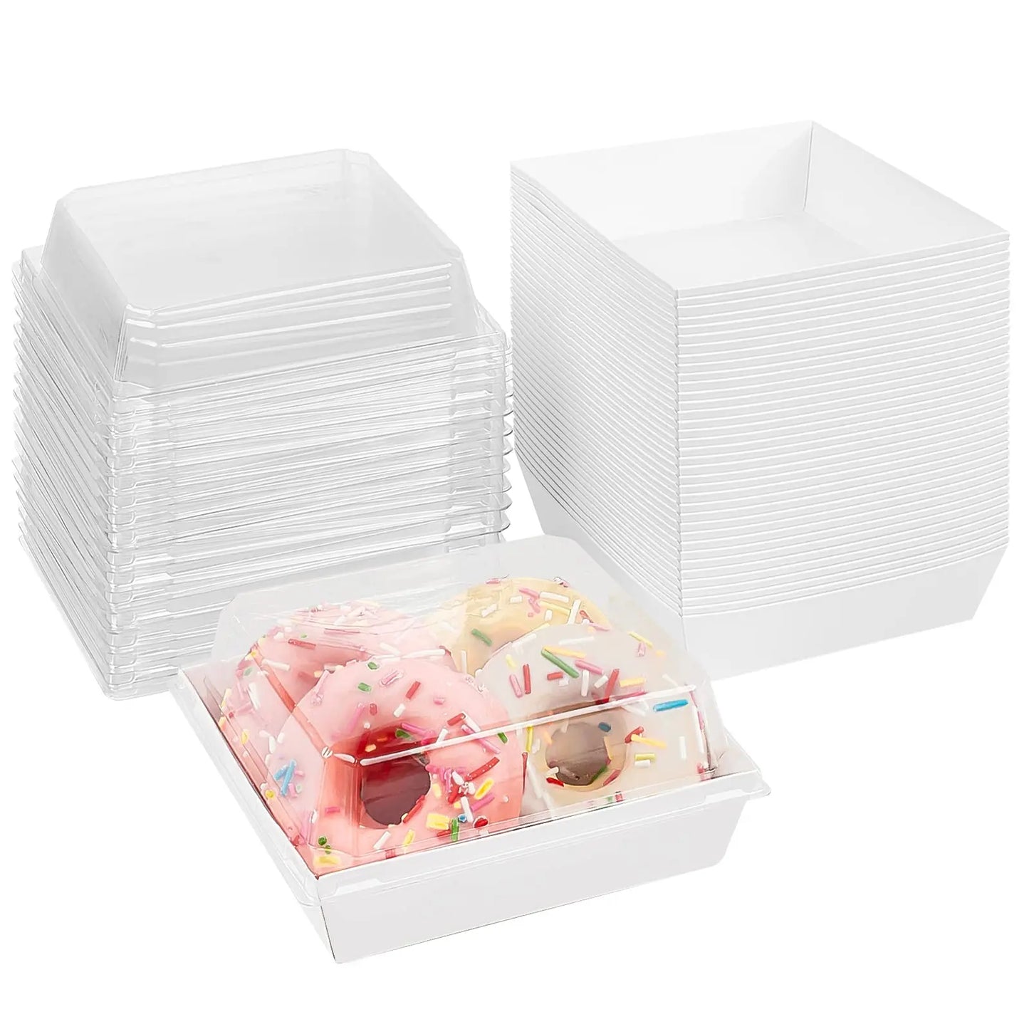 Square Transparent Safety Cover Cooked Sushi Box, Disposable Food Container, Pastry Baking Box