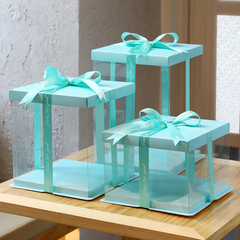 Plastic Cake Packaging Box Birthday Wedding Christmas Party Square Cake Box Transparent Food Tall Cake Box Container