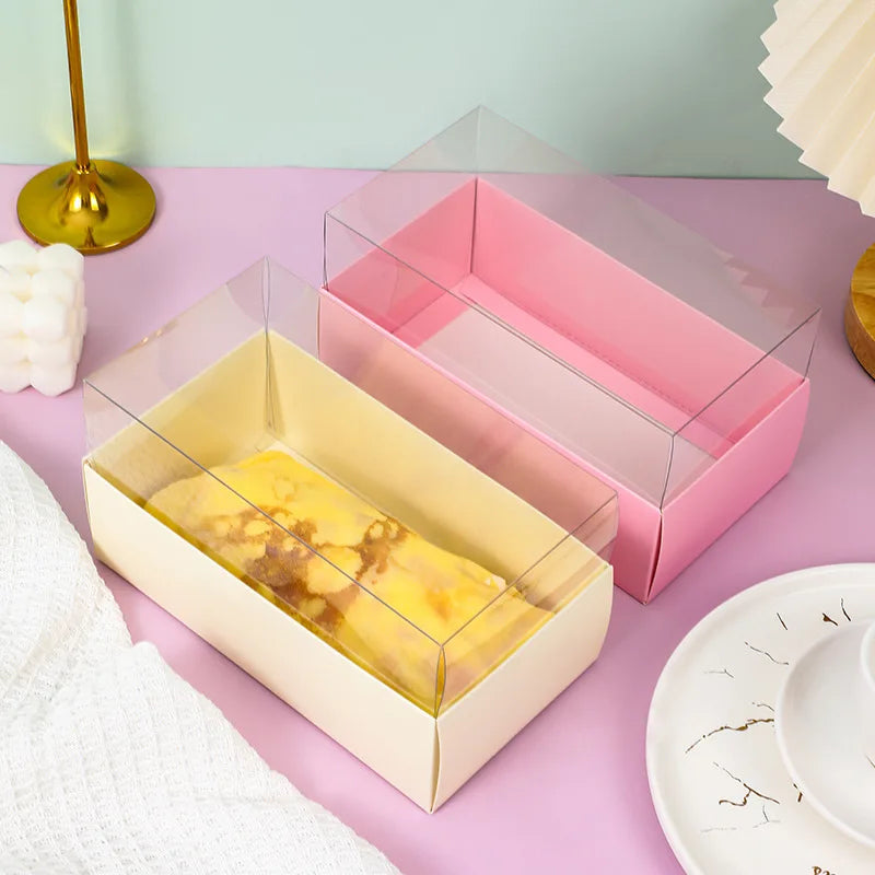 Manufacturers Direct Customized Disposable Transparent Cupcake Box Foldable Dessert Swiss Roll Cake Packaging Box